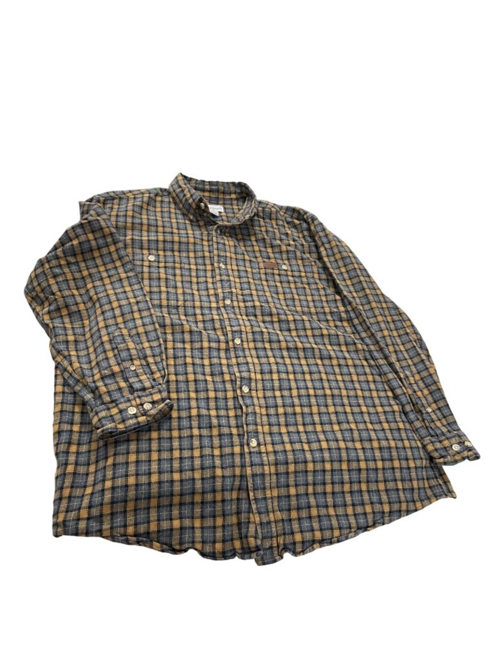 Carhartt mens plaid cotton gray brown button down dress shirt sz XL SKU 10-747
